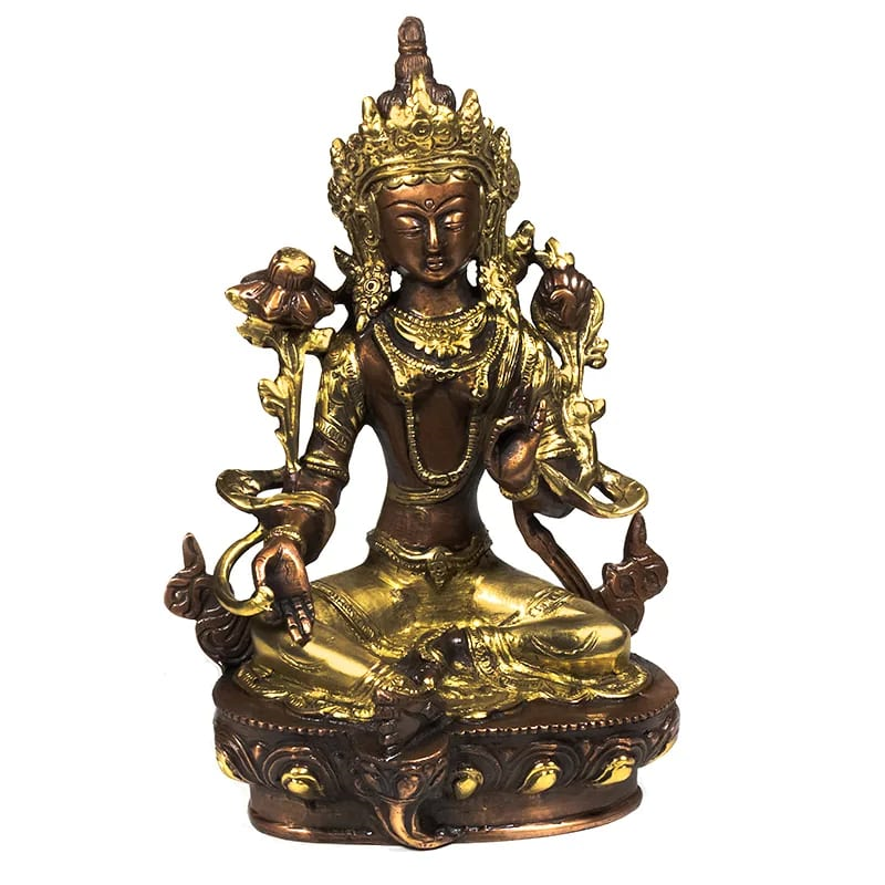 Grüne Tara Statue Messing/goldfarben (20 cm)